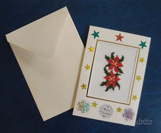 Biglietto Auguri Natale Fatto a Mano Punto Croce