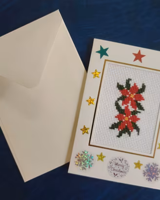 Biglietto Auguri Natale Fatto a Mano Punto Croce