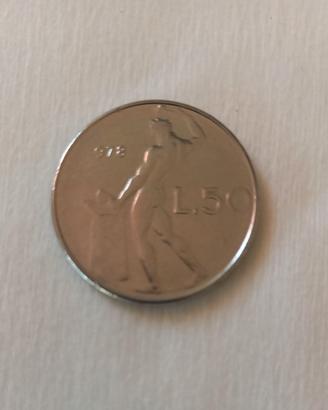 Moneta 50 lire 1978 difetto di conio