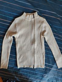 Maglione lana BEST COMPANY panna zip taglia L