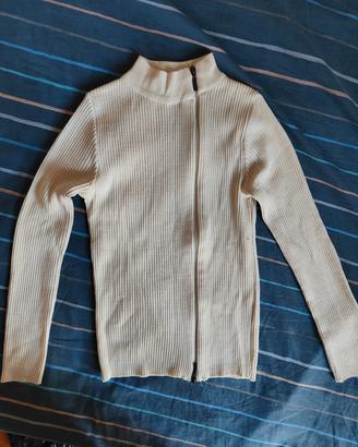 Maglione lana BEST COMPANY panna zip taglia L