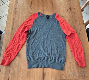 Maglione grigio arancione cotone TG S H&M