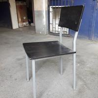 SEDIA DESIGN legno acciaio argento nera