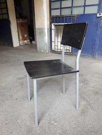 SEDIA DESIGN legno acciaio argento nera