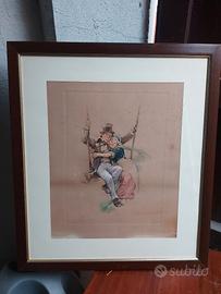 Quadro antico litografia firmato R,Tuck