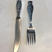 Coltello +forchetta bimbi arg. 800 topolino,anni60