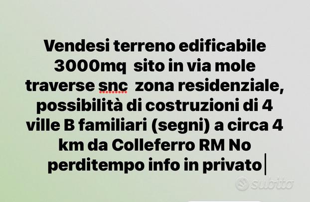 Terreno edificabile per costruzioni villini