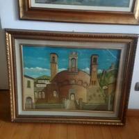 Quadro grande vintage olio su tela lunghezza cm 90
