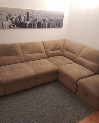 Divano letto angolare con pouf