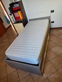 Letto singolo con 2 cassettoni e materasso NUOVO