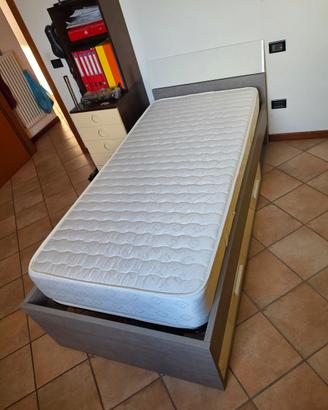 Letto singolo con 2 cassettoni e materasso NUOVO