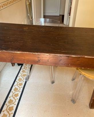tavolo  rettangolare  rustico in legno di abete