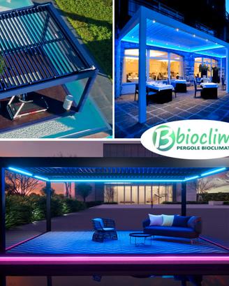 Pergola bioclimatica gazebo 6x3 motorizzata led