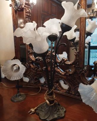Set Lampada e 2 abatjour metallo e vetro satinato