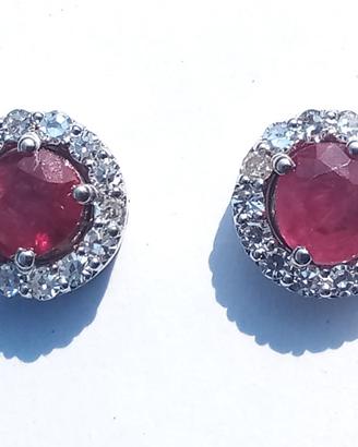 Orecchini Oro 18kt 28 Diamanti naturali e Rubini