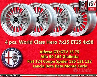 4 pz. cerchi Alfa/Fiat/Lancia WCHE 7x15 ET25 Alfet