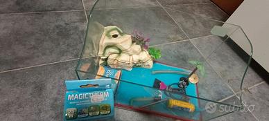 Piccolo acquario + accessori in foto