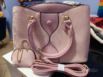 Borsa elegante rosa, effetto glitter