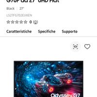 Monitor Samsung G70F 4k 180hz 27 pollici 