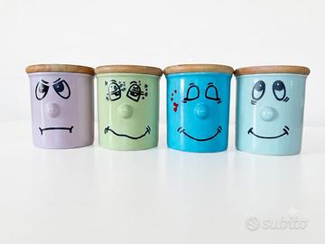 Set 4 barattoli / biscottiere in ceramica