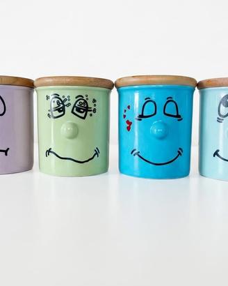 Set 4 barattoli / biscottiere in ceramica