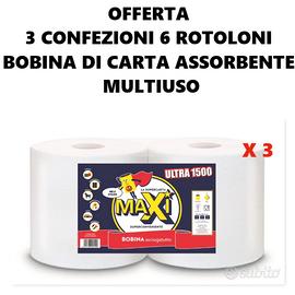 STOCK 3 PEZZI 6 ROTOLI - MAXI BOBINA DOPPIA 1500 S