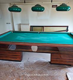 BILIARDO LONGONI COMPLETO DI ACCESSORI E LAMPADE 