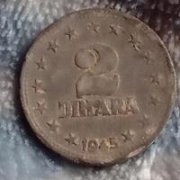 Moneta da 2 Dinari del 1945 Jugoslavia 
