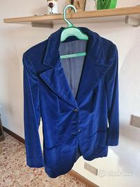 Giacca donna in velluto blu elettrico , taglia 48