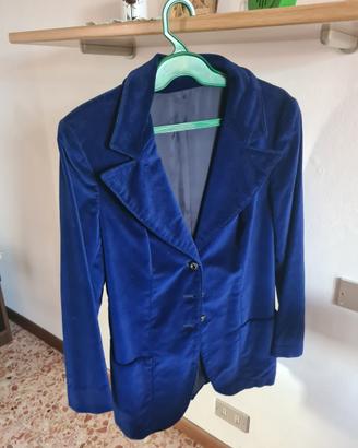 Giacca donna in velluto blu elettrico , taglia 48