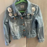 Giubbino Jeans Bambina con Fiori