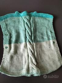 Mantella poncho bambina bimba verde