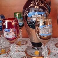 set da liquori in vetro con Roma