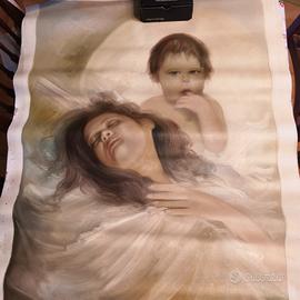 Michele Cicala - olio su tela donna con bambino