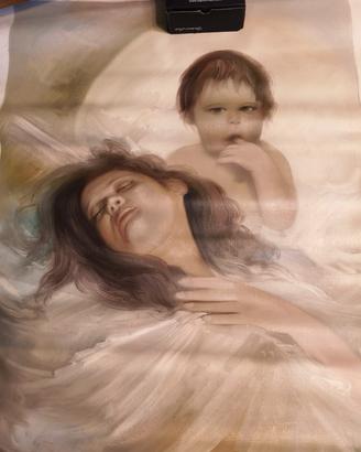 Michele Cicala - olio su tela donna con bambino