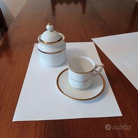 5 tazzine caffè + zuccheriera bordo in oro zecchin