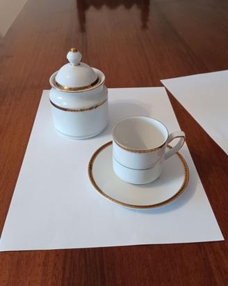 5 tazzine caffè + zuccheriera bordo in oro zecchin