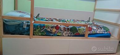 letto ikea kura modificato con cassetoni