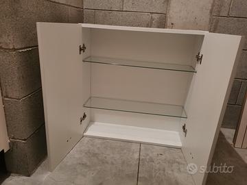 Mobiletto bagno 70x70x22cm con ripiani in vetro