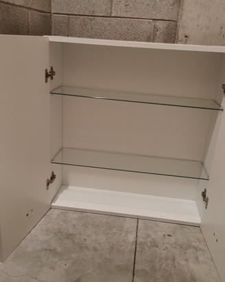 Mobiletto bagno 70x70x22cm con ripiani in vetro