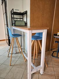 Set tavolo/penisola e coppia sgabelli alti