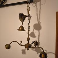 ANTICO LAMPADARIO LIBERTY BRONZO PARALUME MOSAICO 