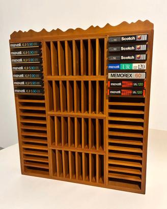 Espositore musicassette in legno 70 posti