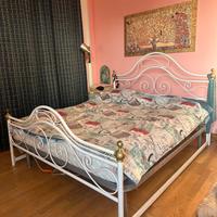 Letto Matrimoniale in Ferro Battuto Bianco + Rete