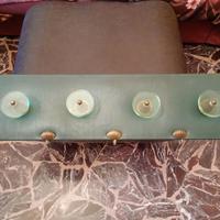 Appendiabiti a muro anni 50 in skai, ottone, vetro