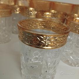 22 bicchieri da tè vetro e oro