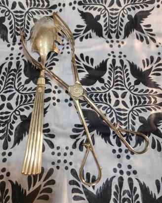 💎 Set duo cucchiaio da portata e pinza placcatura