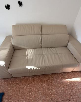 Divano 3 posti relax LISA DIV. – Ecopelle sabbia –