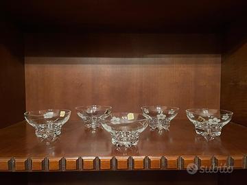 Set 5 coppette in cristallo decorate