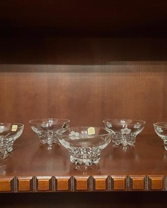 Set 5 coppette in cristallo decorate